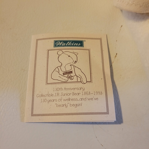 J.R. Watkins Advertising Bear 1998 130th Anniversary Plush Toy - Picture 3 of 8